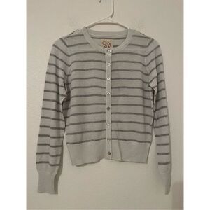 Chaser Long Sleeve Grey Striped Button Up Cardigan NEW